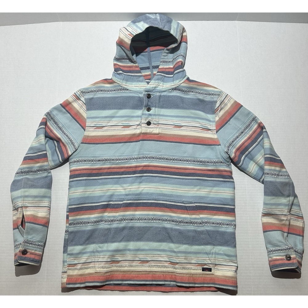 Faherty Hoodie Mens Small Striped Baja Surf Beach Casual Knit Sweater Pullover